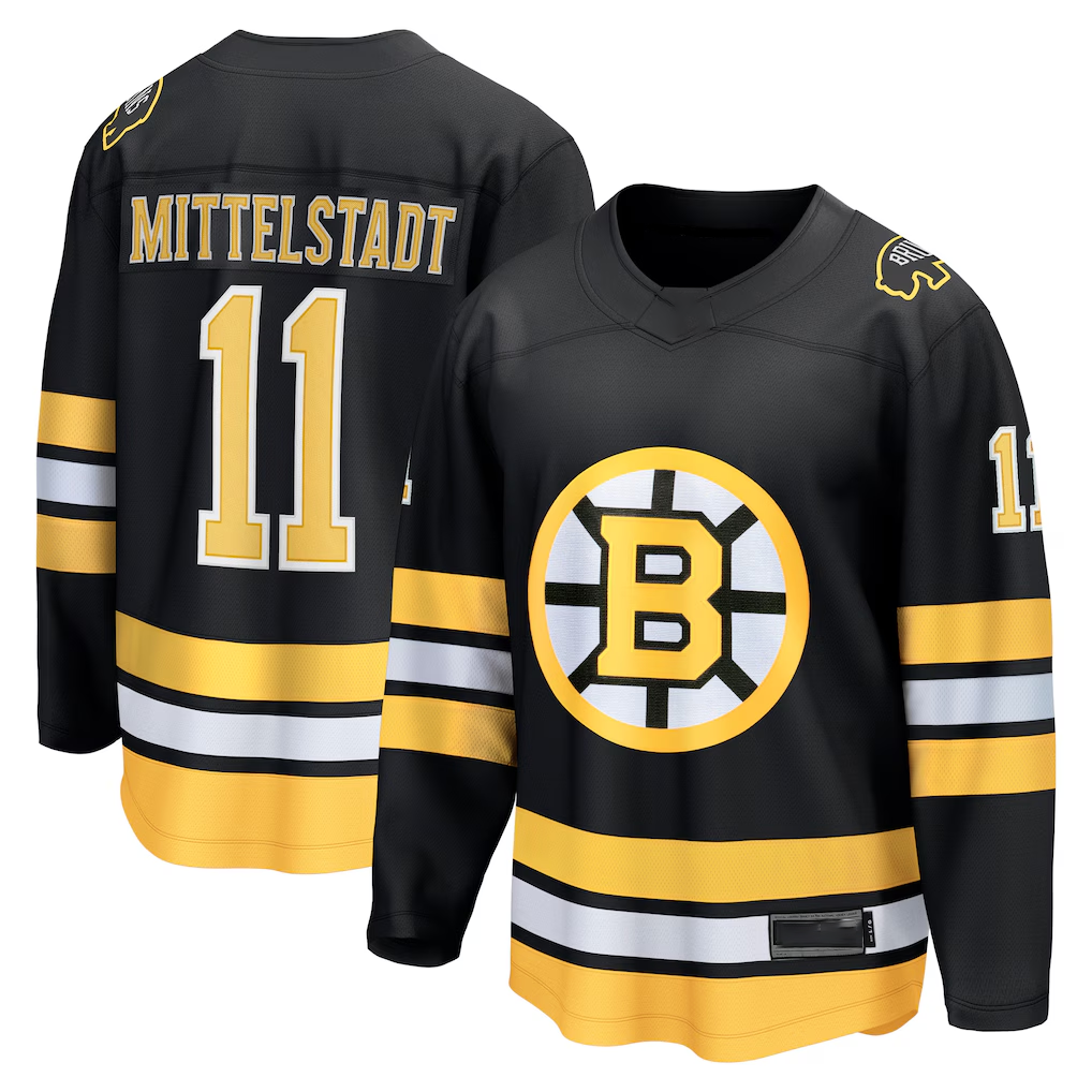 Perkns B.Bruins #11 Casey Mittelstadt Black Home Breakaway Player Stitched Jerseys
