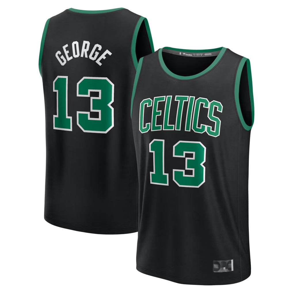 Perkns B.Celtics #13 Paul George Black Fast Break Replica Jerseys - Statement Edition