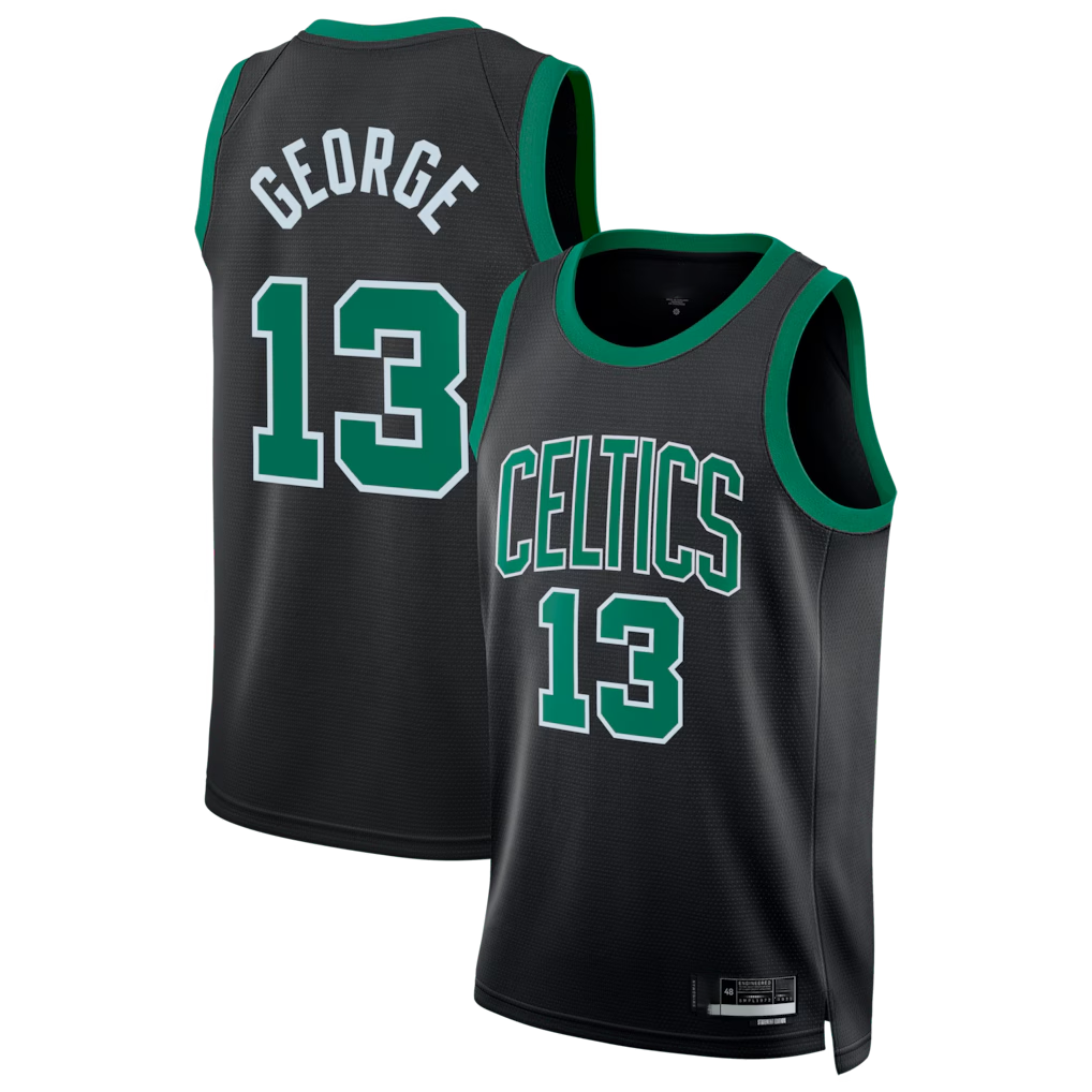 Perkns B.Celtics #13 Paul George Black Swingman Jerseys - Statement Edition