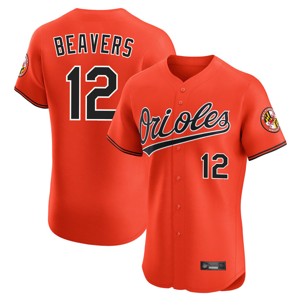 Perkns B.Orioles #12 Dylan Beavers Player Orange Limited Elite Home Game Stitched Jerseys