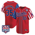 Perkns B.Orioles #35 Adley Rutschman Player Red USA 250 Independence Day Vapor Premier Limited Home Game Stitched Jerseys
