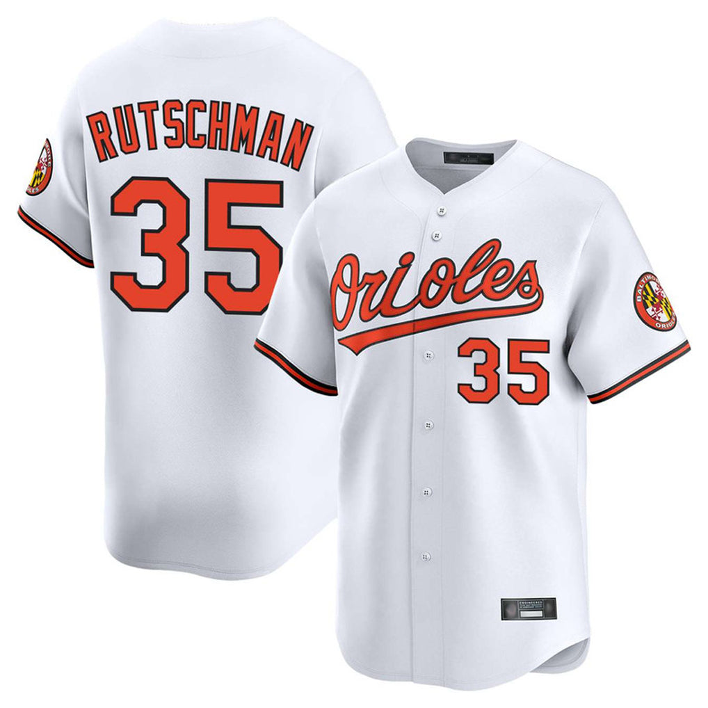 Perkns B.Orioles #35 Adley Rutschman Player White Limited Home Game Stitched Jerseys