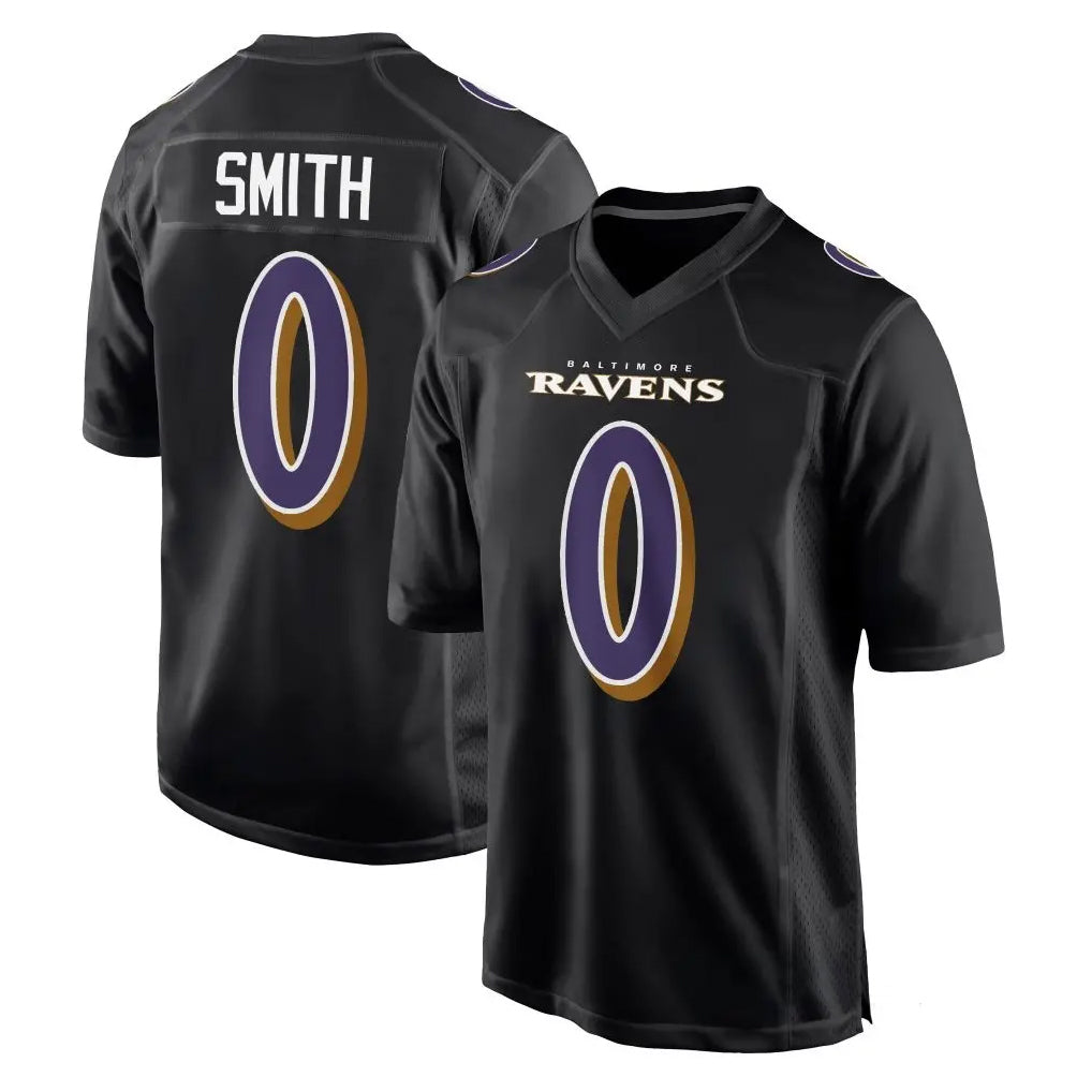 Perkns B.Ravens #0 Roquan Smith Player Black Carbon Fashion Home Game Stitched Jerseys