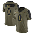 Perkns B.Ravens #0 Roquan Smith Player Olive Salute To Service Limited Game Stitched Jerseys
