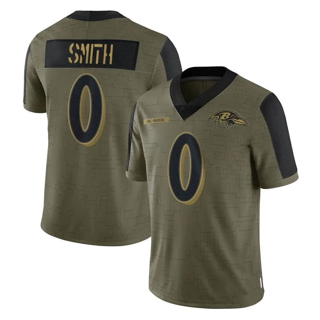 Perkns B.Ravens #0 Roquan Smith Player Olive Salute To Service Limited Game Stitched Jerseys