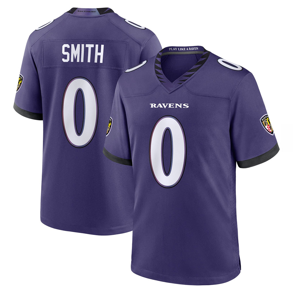 Perkns B.Ravens #0 Roquan Smith Player Purple Home Game Stitched Jerseys