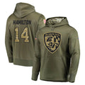 Perkns B.Ravens #14 Kyle Hamilton Player Olive Salute to Service Pullover Hoodie Stitched Jerseys