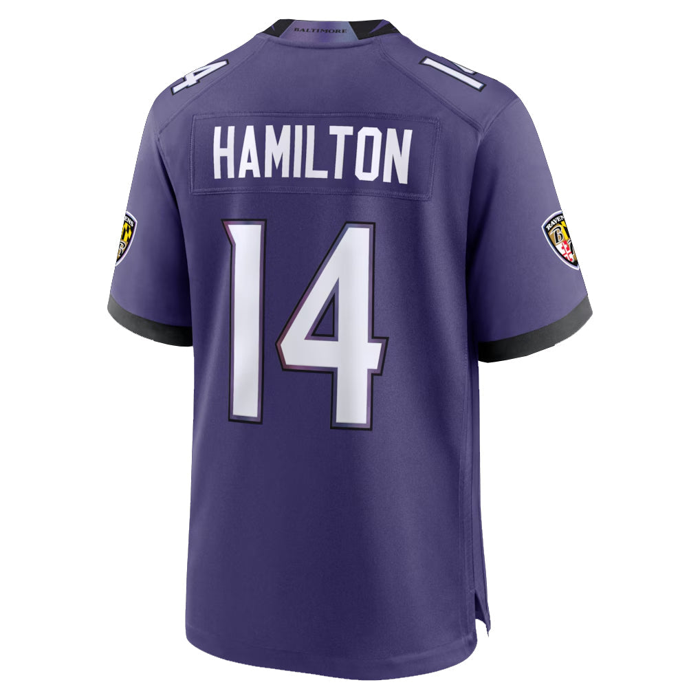 Perkns B.Ravens #14 Kyle Hamilton Player Purple Home Game Stitched Jerseys