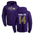 Perkns B.Ravens #14 Kyle Hamilton Player Purple Salute to Service Pullover Hoodie Stitched Jerseys