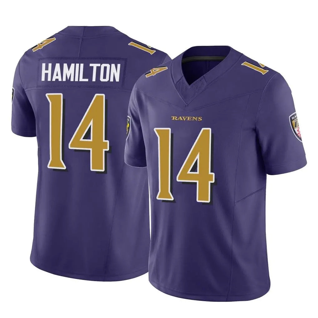 Perkns B.Ravens #14 Kyle Hamilton Player Purple Vapor F.U.S.E. Limited Home Game Stitched Jerseys