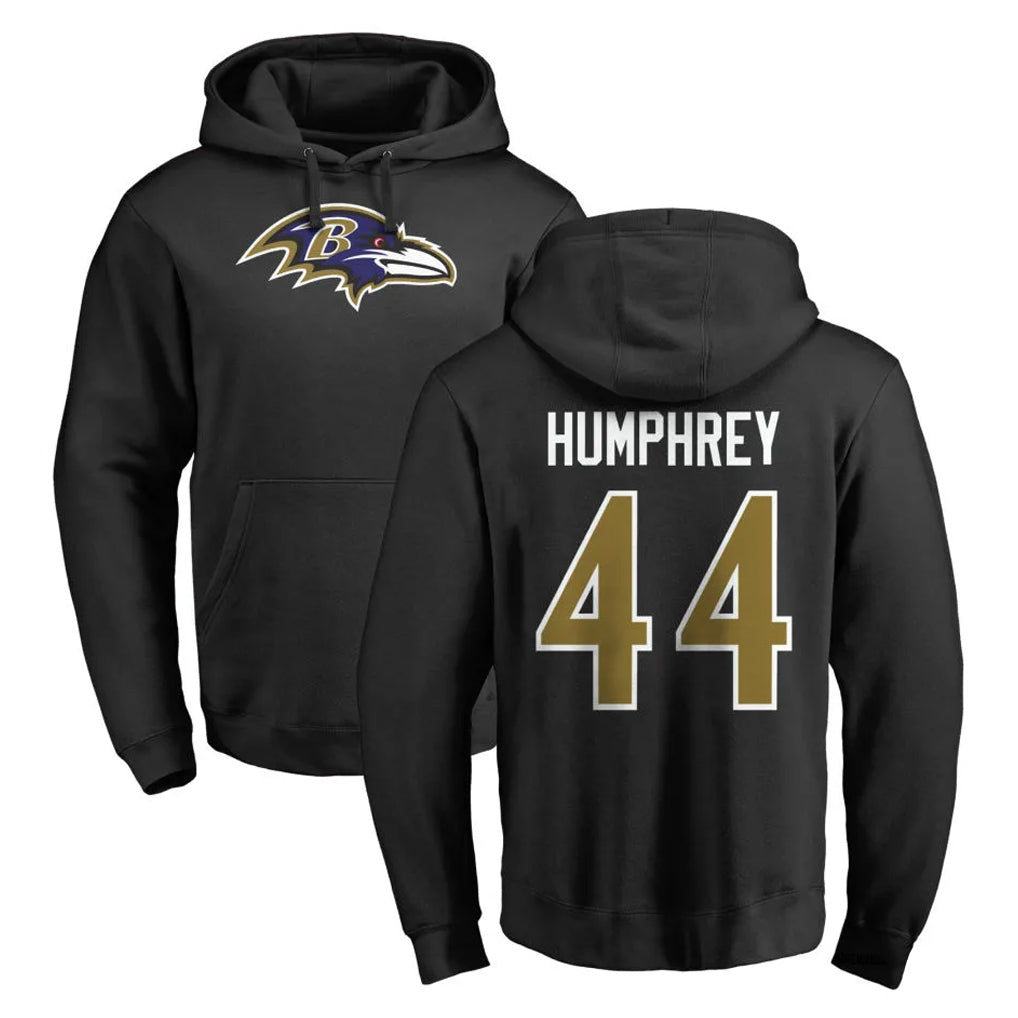 Perkns B.Ravens #44 Marlon Humphrey Player Black Pullover Hoodie Stitched Jerseys