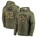 Perkns B.Ravens #52 Ray Lewis Player Olive Salute to Service Pullover Hoodie Stitched Jerseys