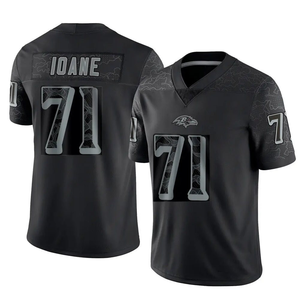 Perkns B.Ravens #71 Olaivavega Ioane Player Black RFLCTV Limited Stitched Jerseys
