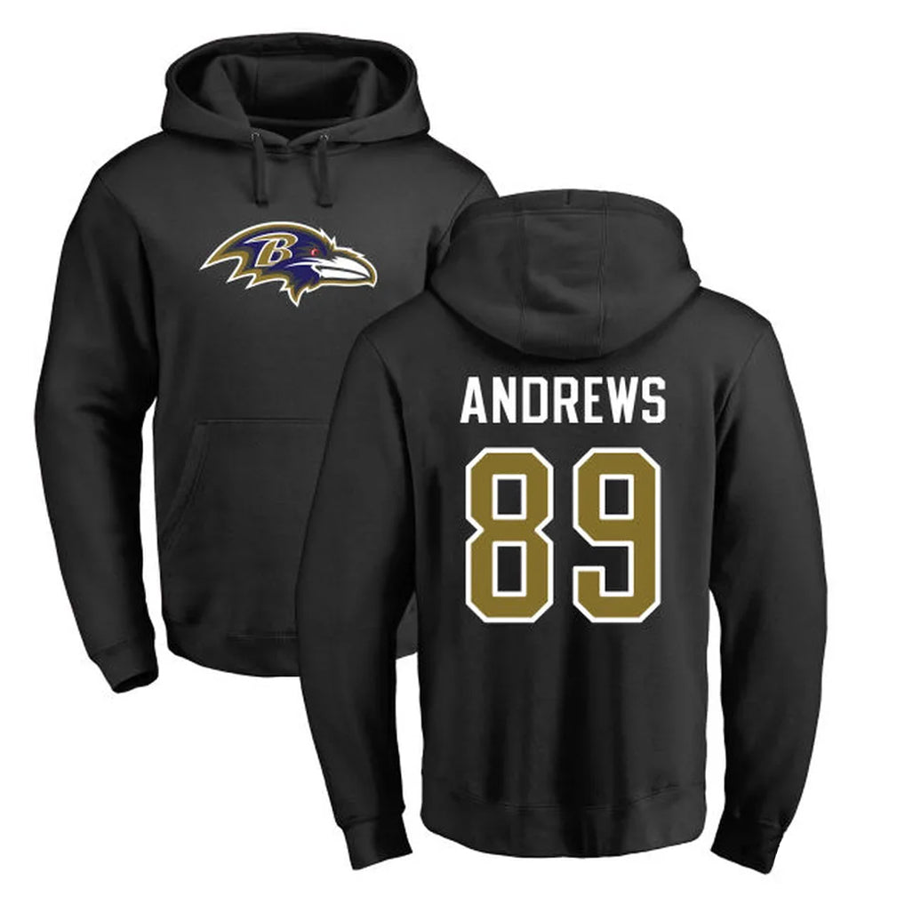 Perkns B.Ravens #89 Mark Andrews Player Black Pullover Hoodie Stitched Jerseys