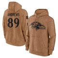 Perkns B.Ravens #89 Mark Andrews Player Brown Salute to Service Pullover Hoodie Stitched Jerseys