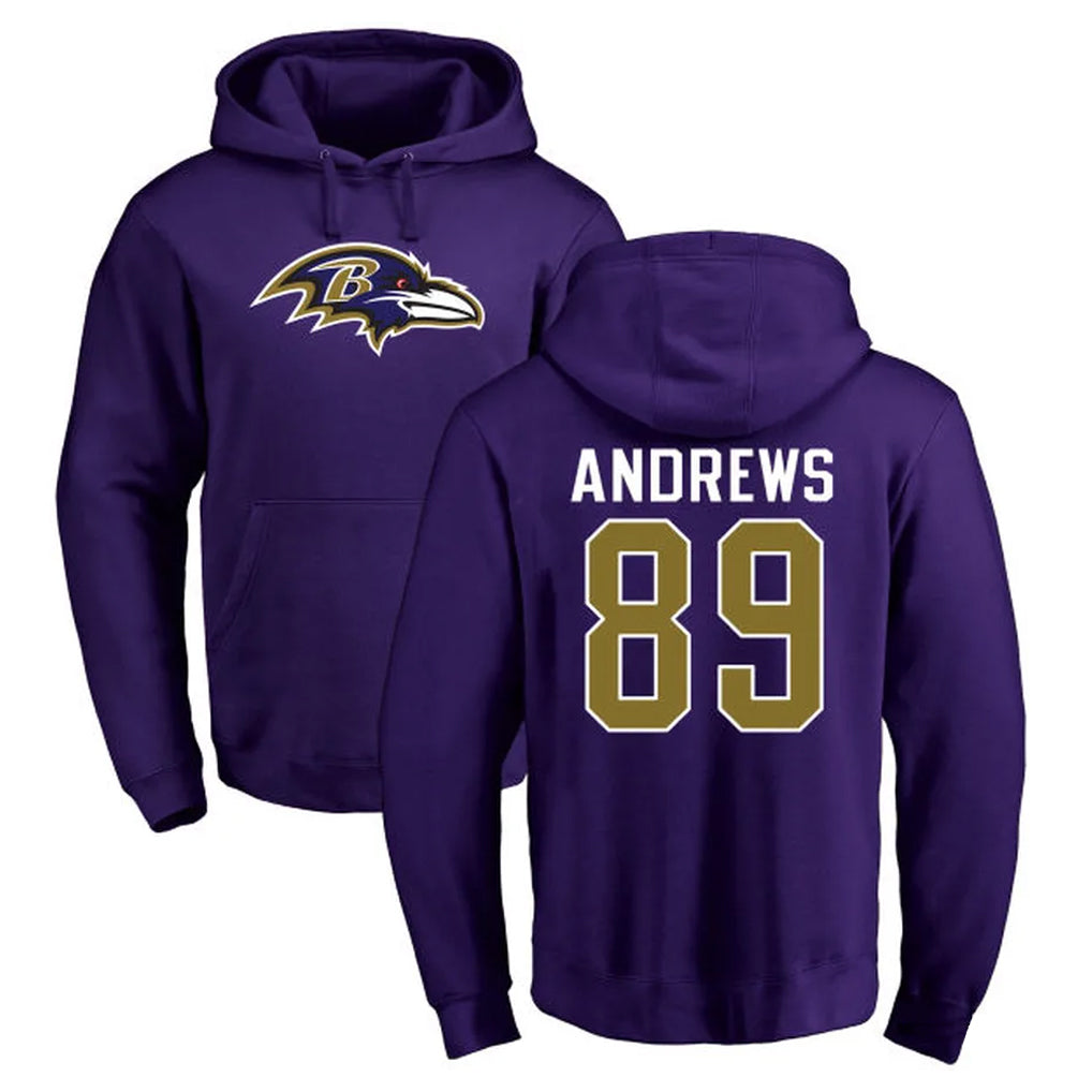 Perkns B.Ravens #89 Mark Andrews Player Purple Salute to Service Pullover Hoodie Stitched Jerseys
