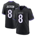 Perkns B.Ravens #8 Lamar Jackson Player Black Home Game Stitched Jerseys