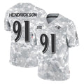 Perkns B.Ravens #91 Trey Hendrickson Player Arctic Camo Salute to Service Limited Stitched Jerseys