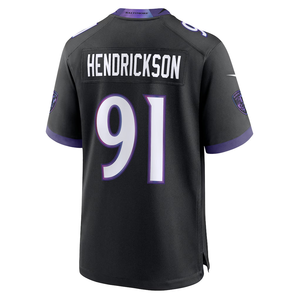 Perkns B.Ravens #91 Trey Hendrickson Player Black Home Game Stitched Jerseys
