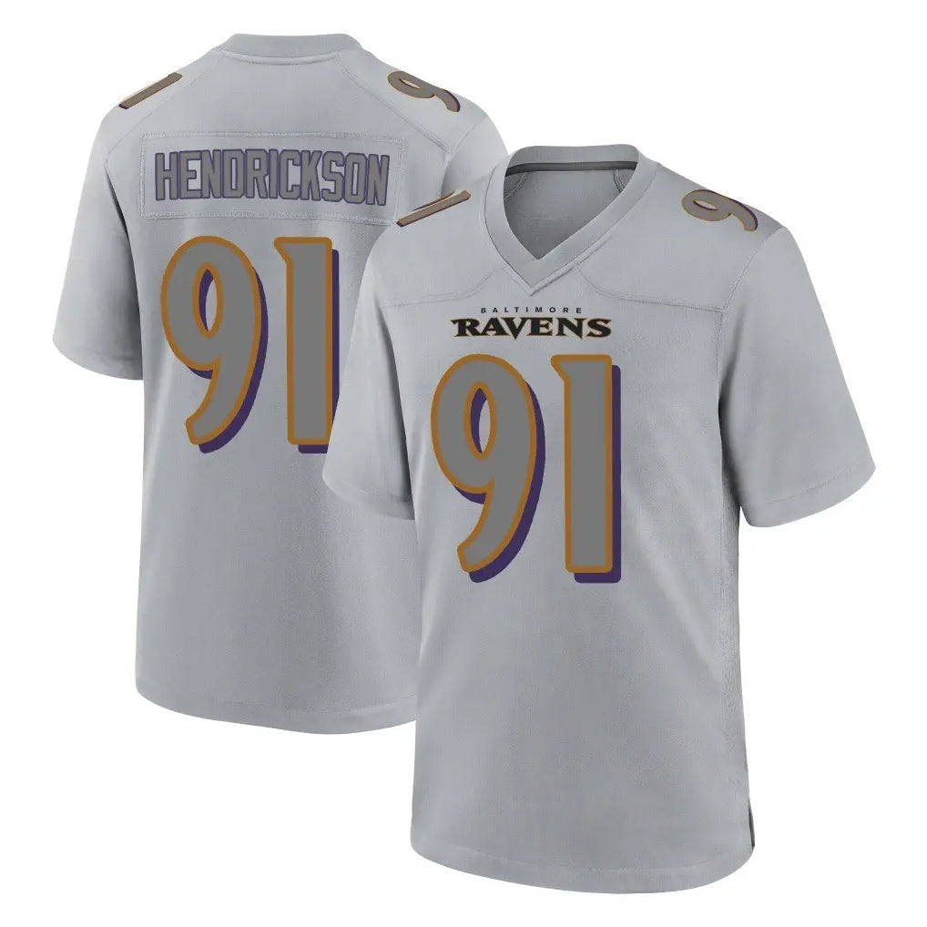 Perkns B.Ravens #91 Trey Hendrickson Player Gray Replica Game Stitched Jerseys