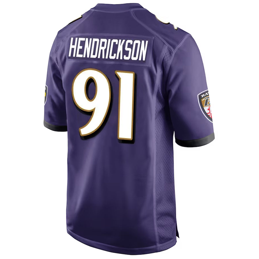 Perkns B.Ravens #91 Trey Hendrickson Player Purple Alternate Home Game Stitched Jerseys