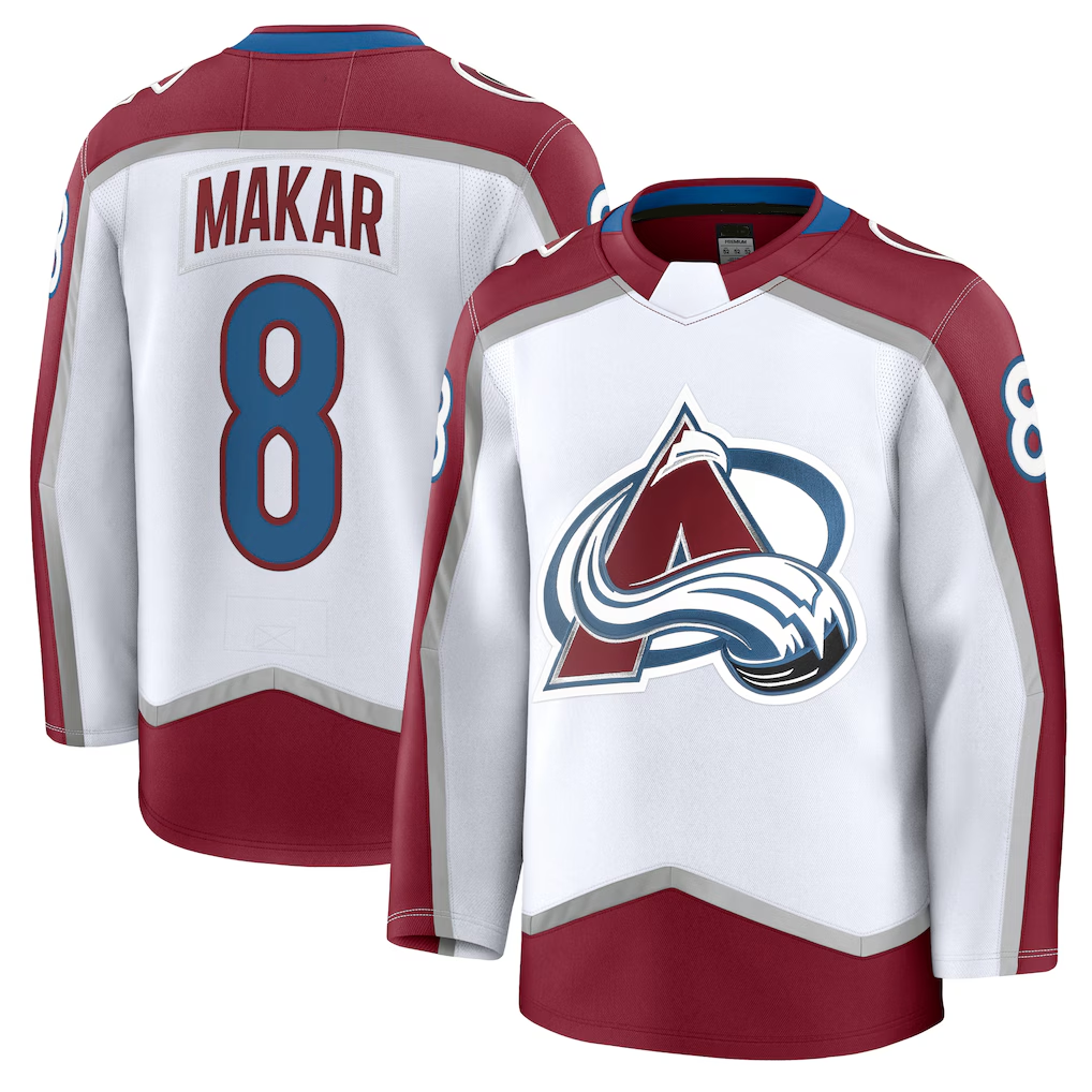 Perkns C.Avalanche #8 Cale Makar White Away Premium Jerseys