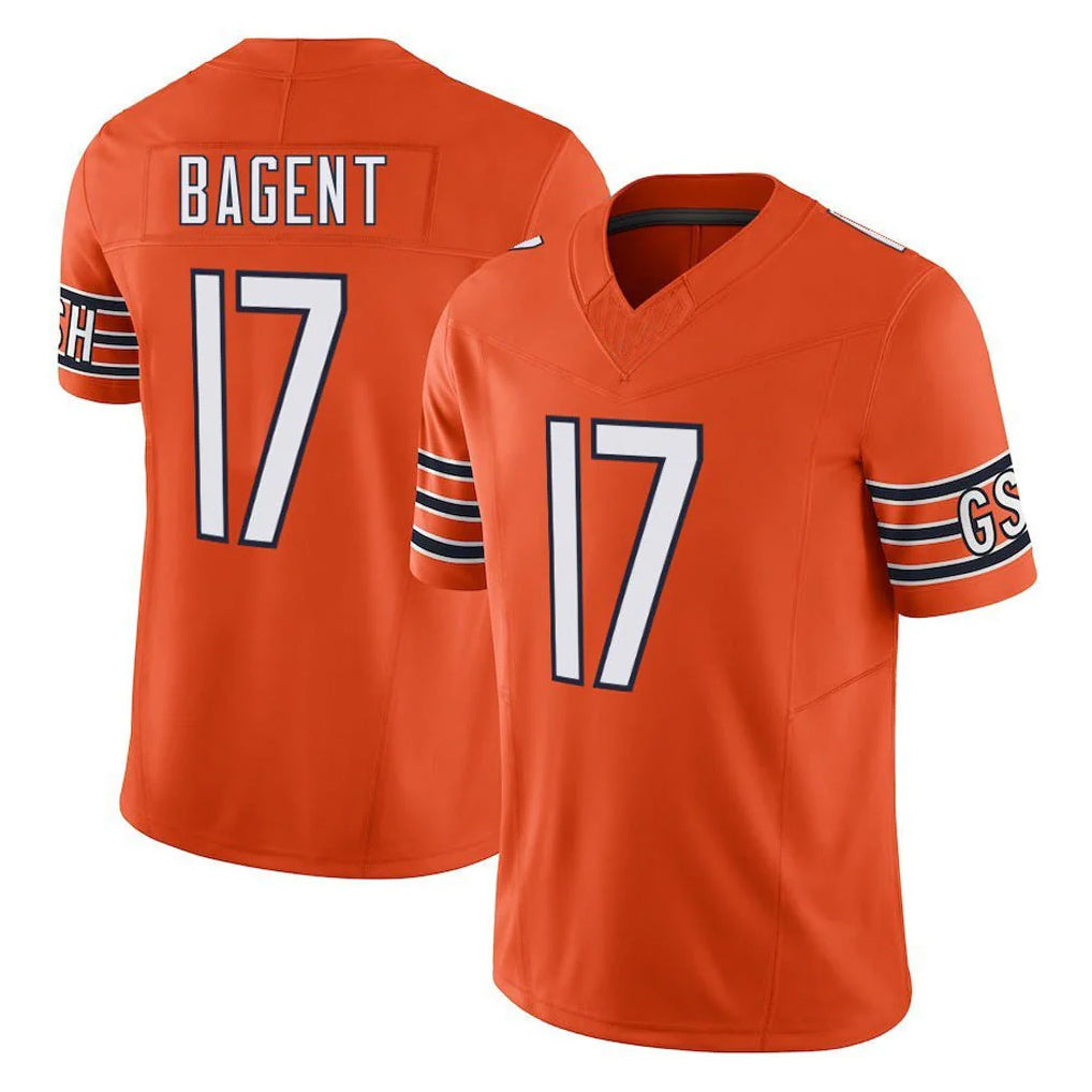 Perkns C.Bears #17 Tyson Bagent Player Orange Vapor F.U.S.E. Limited Home Game Stitched Jerseys