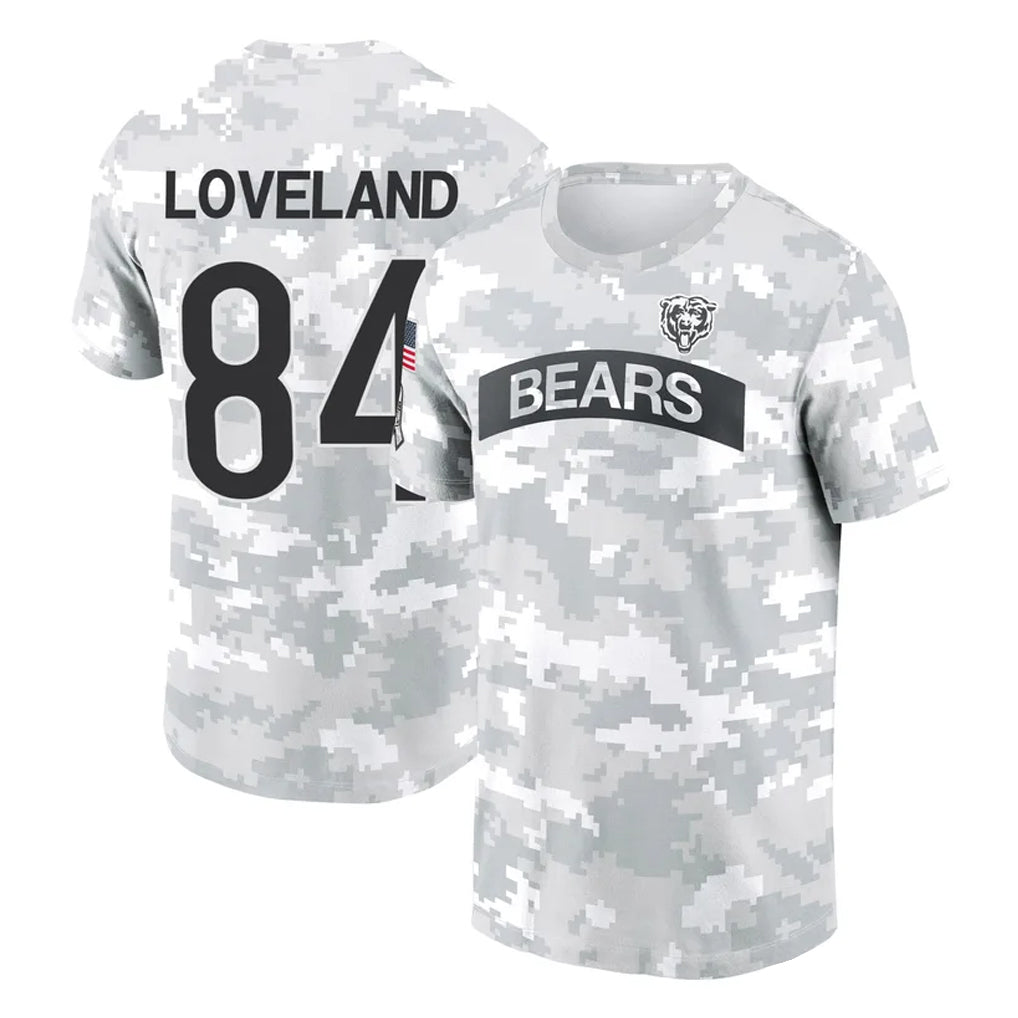 Perkns C.Bears #84 Colston Loveland Player Arctic Camo Salute to Service Performance T-Shirt Limited Stitched Jerseys