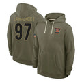 Perkns C.Bengals #97 Dexter Lawrence II Player Olive Salute to Service Pullover Hoodies Limited Stitched Jerseys