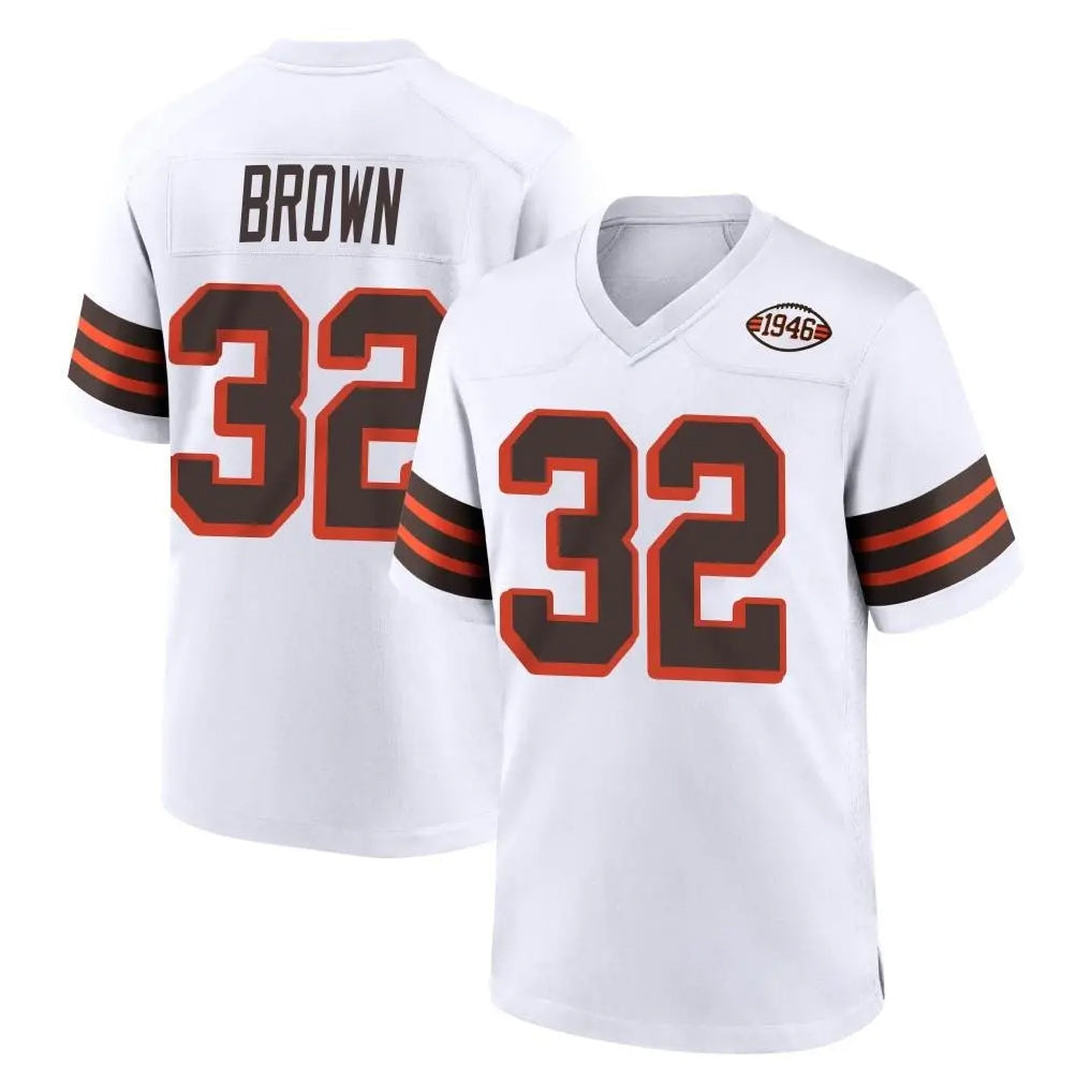 Perkns C.Browns #32 Jim Brown Player White Alternate Home Game Stitched Jerseys