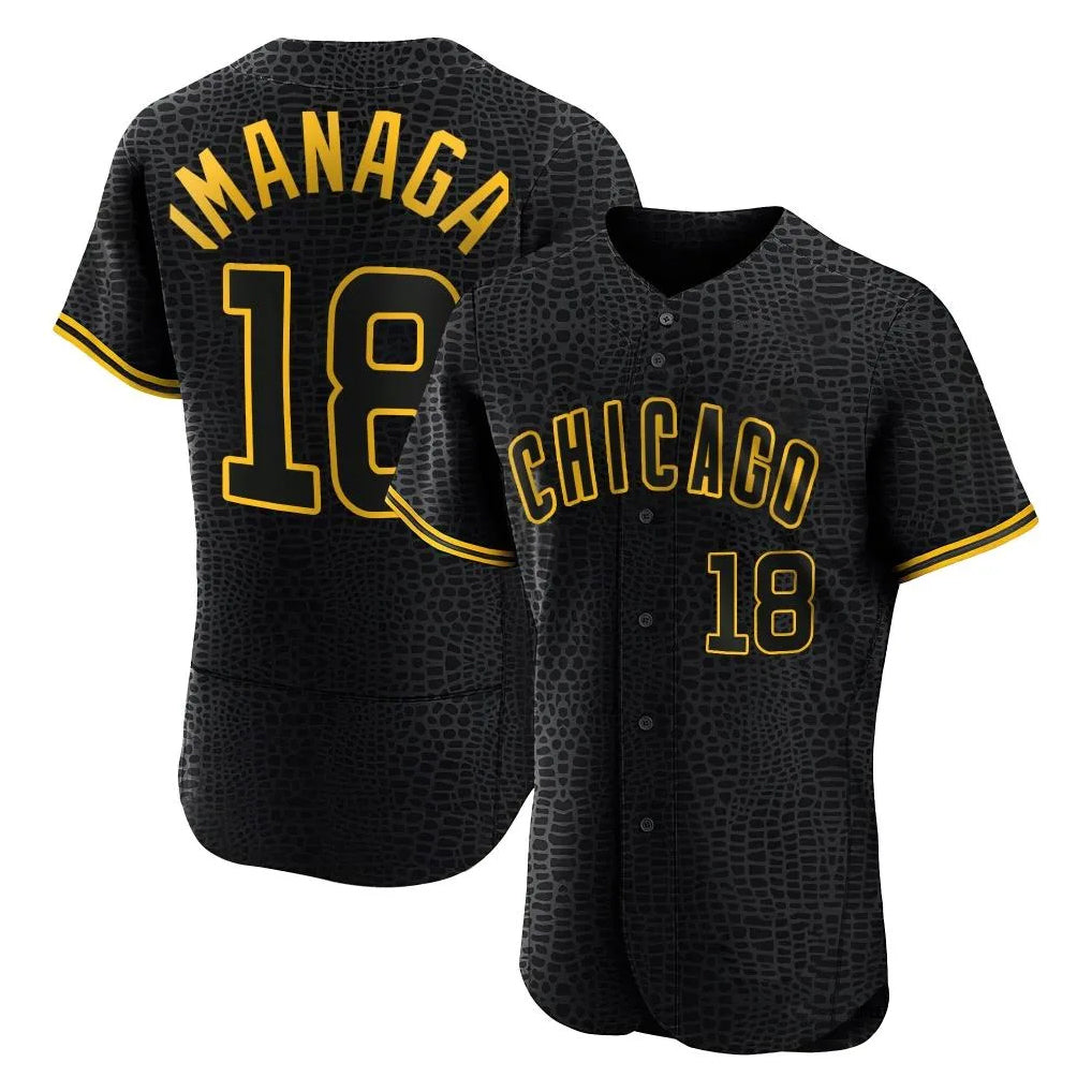 Perkns C.Cubs #18 Shota Imanaga Player Black Snake Skin City Limited Elite Home Game Stitched Jerseys