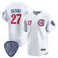 Perkns C.Cubs #27 Seiya Suzuki Player White Vapor Premier Limited Home Stitched Jerseys