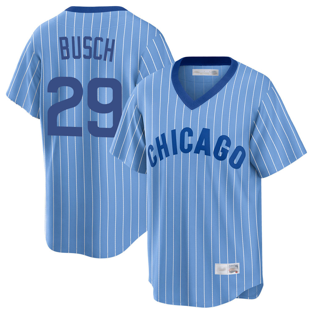 Perkns C.Cubs #29 Michael Busch Player Blue T-shirt Cooperstown Collection Limited Stitched Jerseys