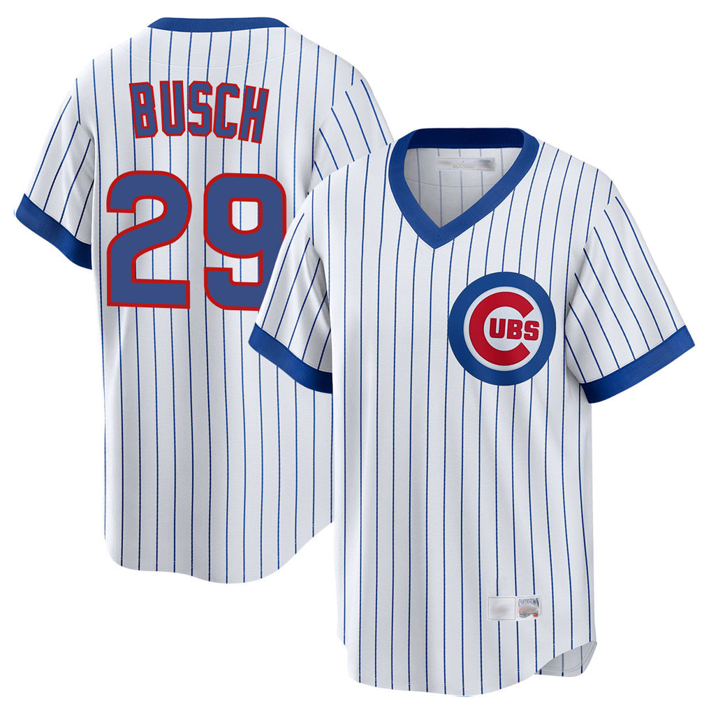Perkns C.Cubs #29 Michael Busch Player White T-shirt Cooperstown Collection Limited Stitched Jerseys