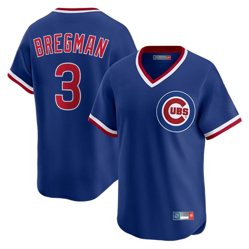 Perkns C.Cubs #3 Alex Bregman Royal T-shirt Cooperstown Collection Limited Stitched Jerseys