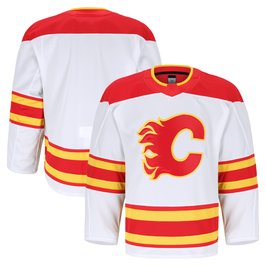 Perkns C.Flames White Away Authentic Pro Jerseys