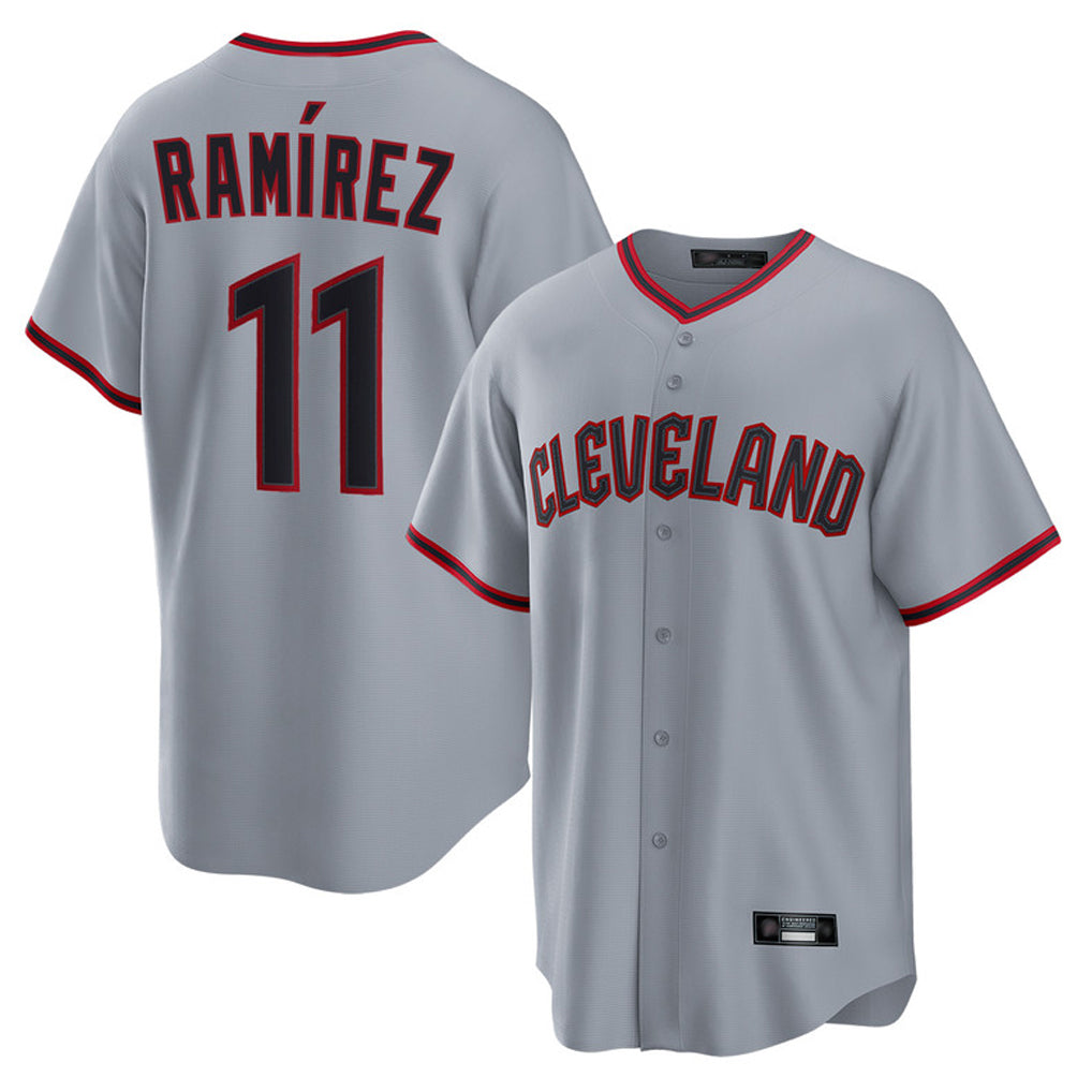 Perkns C.Guardians #11 Jose Ramirez Player Gray Home Game Stitched Jerseys