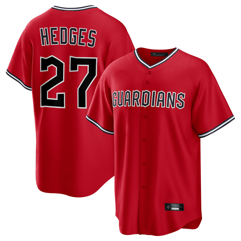 Perkns C.Guardians #27 Austin Hedges Player Red Home Game Stitched Jerseys