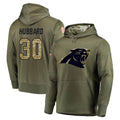 Perkns C.Panthers #30 Chuba Hubbard Player Olive Salute to Service Hoodies Stitched Jerseys