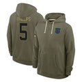 Perkns C.Panthers #5 Jaelan Phillips Player Olive Salute to Service Hoodies Game Stitched Jerseys