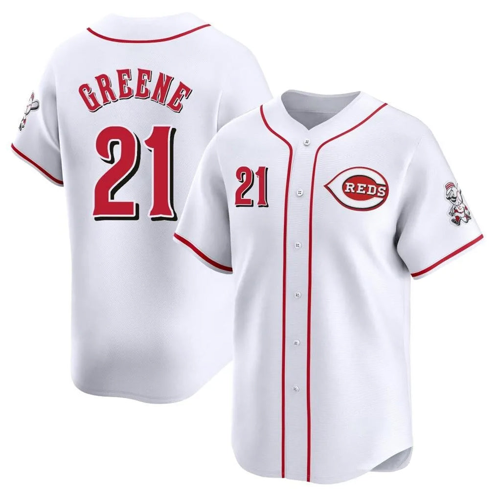 Perkns C.Reds #21 Hunter Greene Player White Home Limited Stitched Jerseys