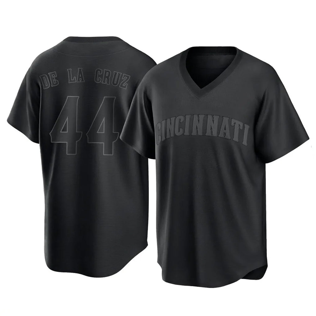 Perkns C.Reds #44 Elly De La Cruz Player Black T-shirt Game Home Stitched Jerseys