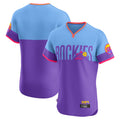 Perkns C.Rockies Purple-Light Blue City Connect Limited Elite Home T-shirt Blank Player Stitched Jerseys