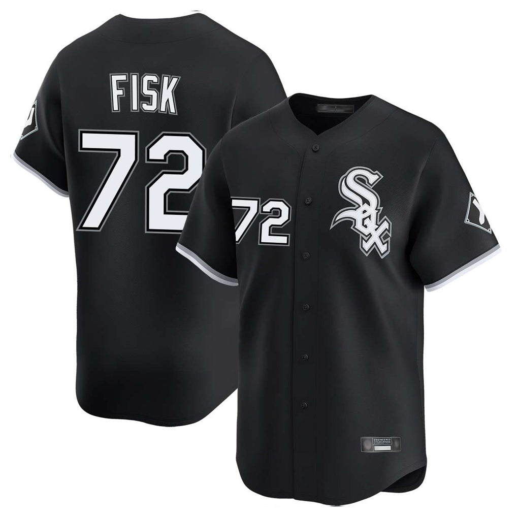 Perkns C.White Sox #72 Carlton Fisk Player Black Limited Home Stitched Jerseys