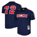 Perkns C.White Sox #72 Carlton Fisk Player Navy Mitchell & Ness Cooperstown Collection Mesh Game Stitched Jerseys