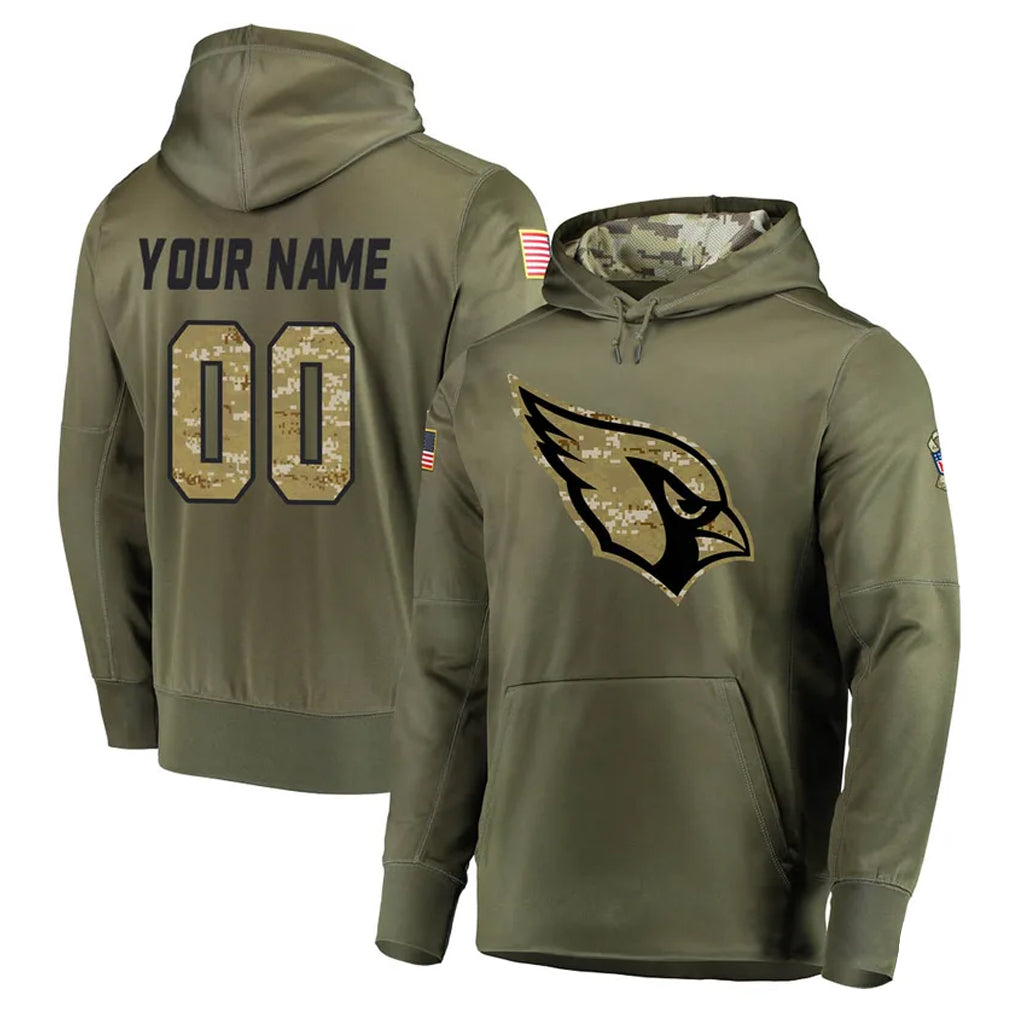 Perkns Custom A.Cardinals Olive Salute to Service Limited Hoodie Any Name & Numbers Stitched Jerseys