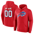 Perkns Custom B.Bills Red Team Authentic Personalized Name & Number Hoodie Stitched Jerseys