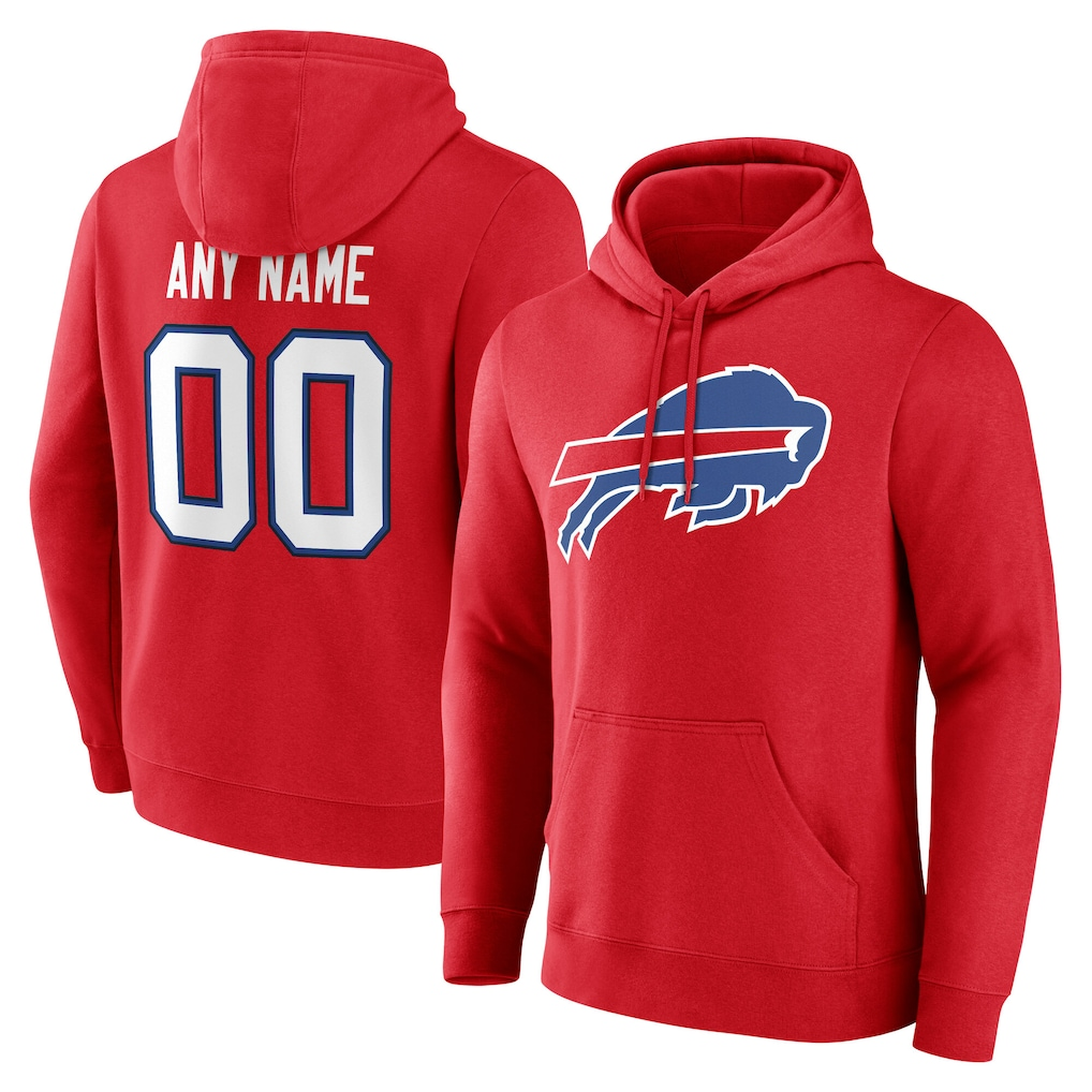 Perkns Custom B.Bills Red Team Authentic Personalized Name & Number Hoodie Stitched Jerseys