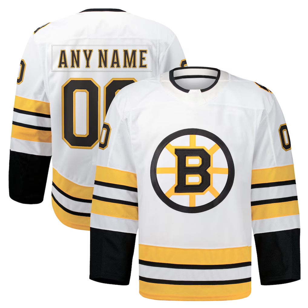 Perkns Custom B.Bruins White Away Authentic Pro Stitched Jerseys