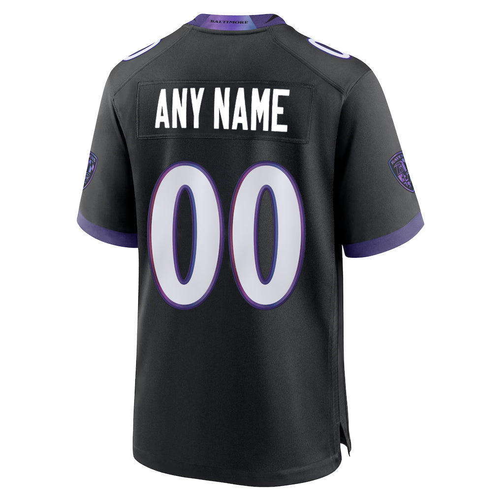 Perkns Custom B.Ravens Black Home Game Any Name & Numbers Stitched Jerseys